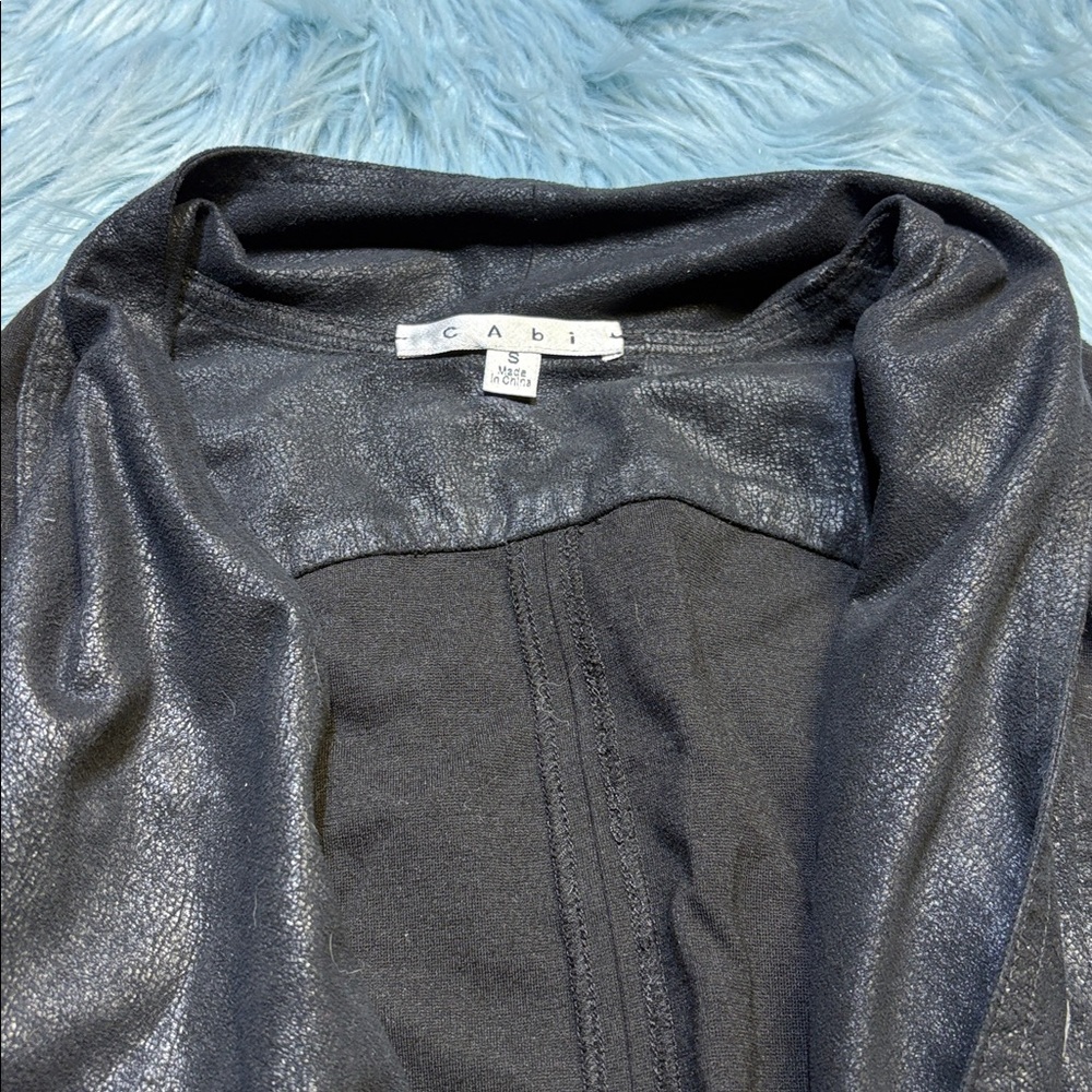 CAbi Black Draped Open-Front Cardigan Mixed Media Black Sz s - Picture 2 of 7